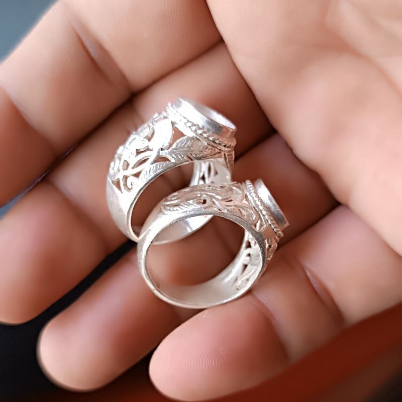 ring cincin perak 925 handmade batu akik tanam bacan kecubung pirus