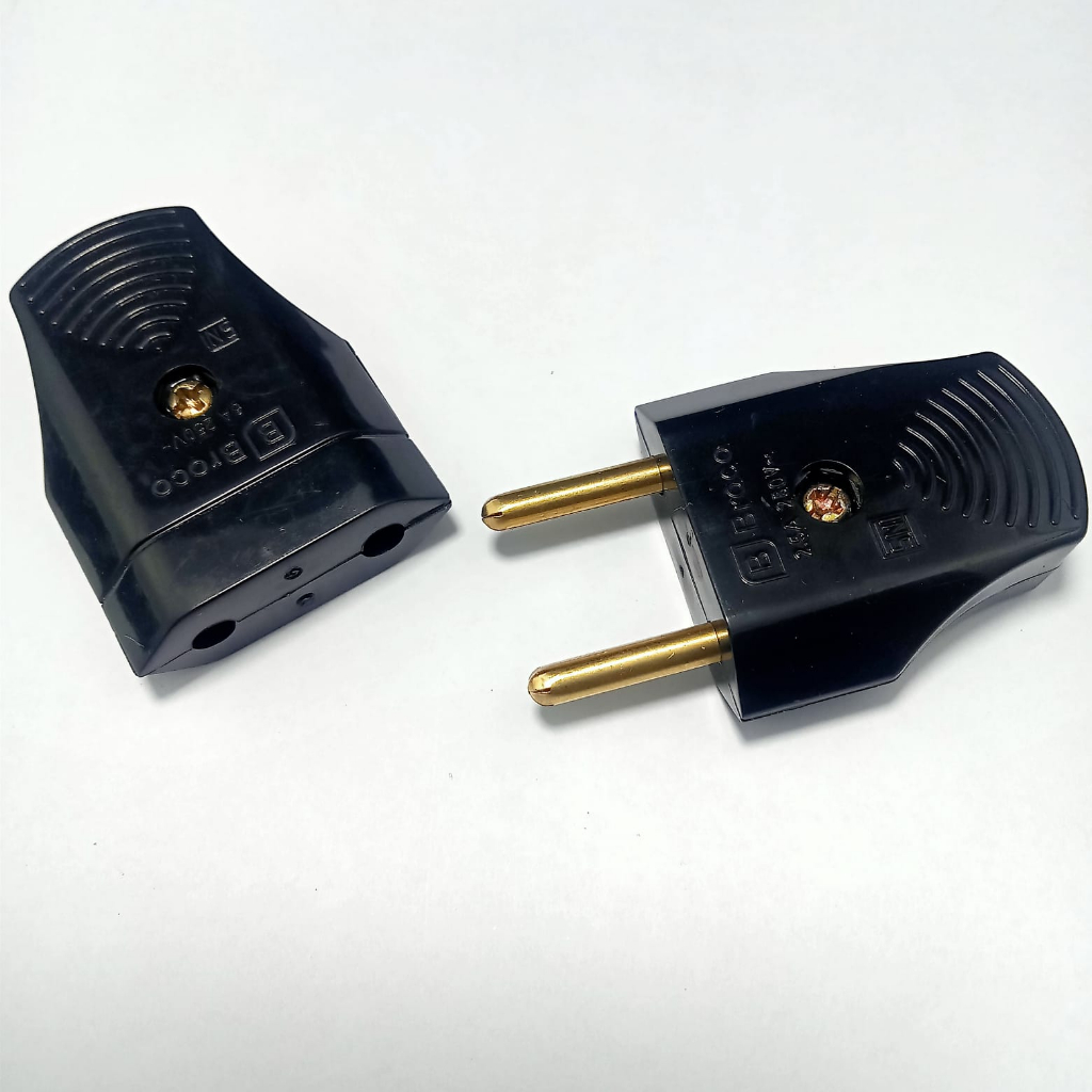 BROCO Steker Gepeng Hitam Male & Female Contra Jek Colokan Listrik Broko Male Dan Female Tusuk Konta