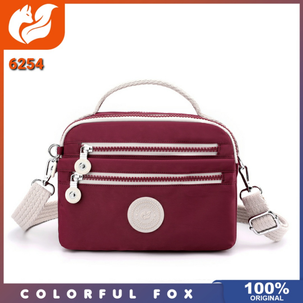 Colorful fox ori - Tas selempang colorful fox 6254 tas slempang wanita nilon waterproof tas original
