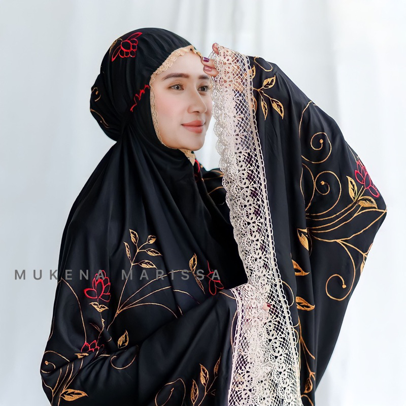 Marissa - Mukena Dewasa Bordir Royale Rose 2 in 1 Katun  Premium