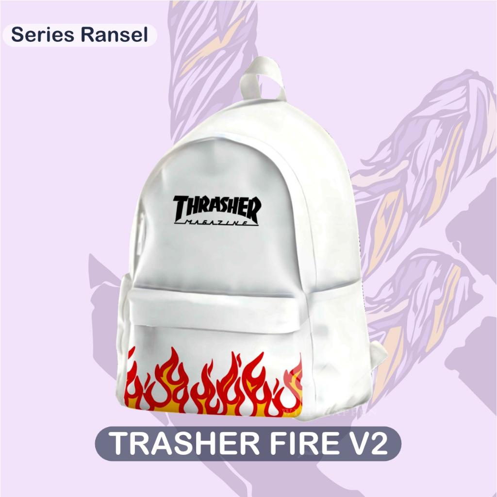 ZCO - Tas Ransel-Backpack-Motif Thrasher Fire / Tas Ransel Sport Pria/Wanita / Tas Ransel Sport l Tas Futsal Sepak bola l Tas Olahraga Pria Wanita / Tas Ransel Sport Pria Wanita Tas Sekolah Kuliah Kasual Olahraga