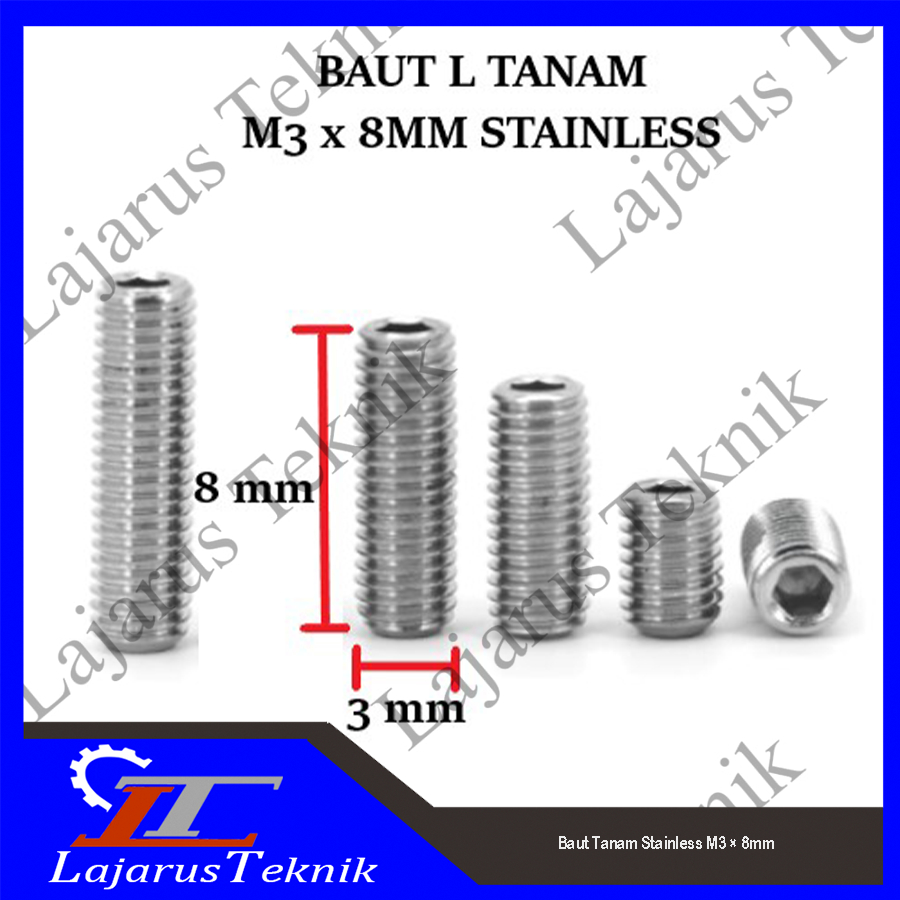 Baut Tanam Stainless M3 × 8mm