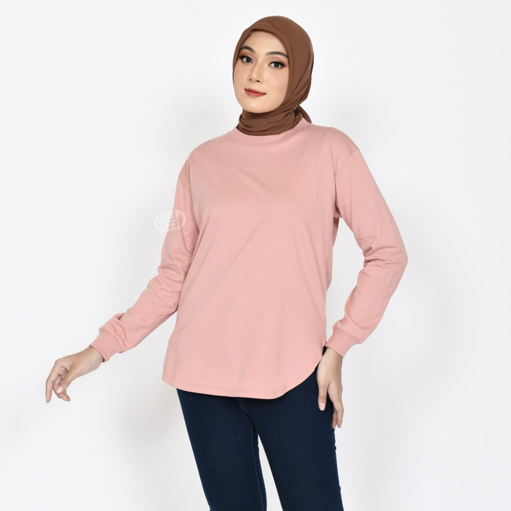 Kaos Wanita Tangan Panjang Oval Baju Atasan