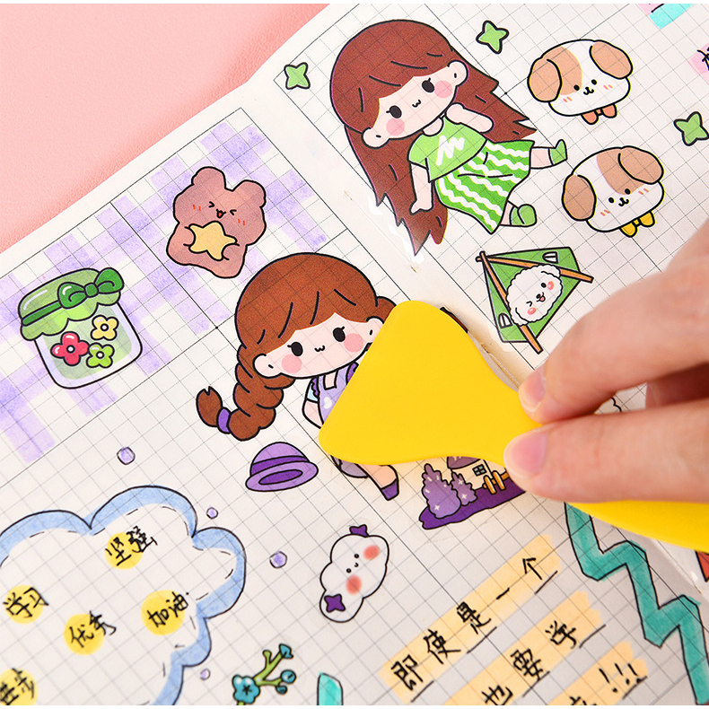 1 SET ALAT JOURNALING MOTIF KARTUN MOMO FREE BOX STICKER CUTTER CUTTING PAD SHOVEL (PERATA STIKER) @banyak