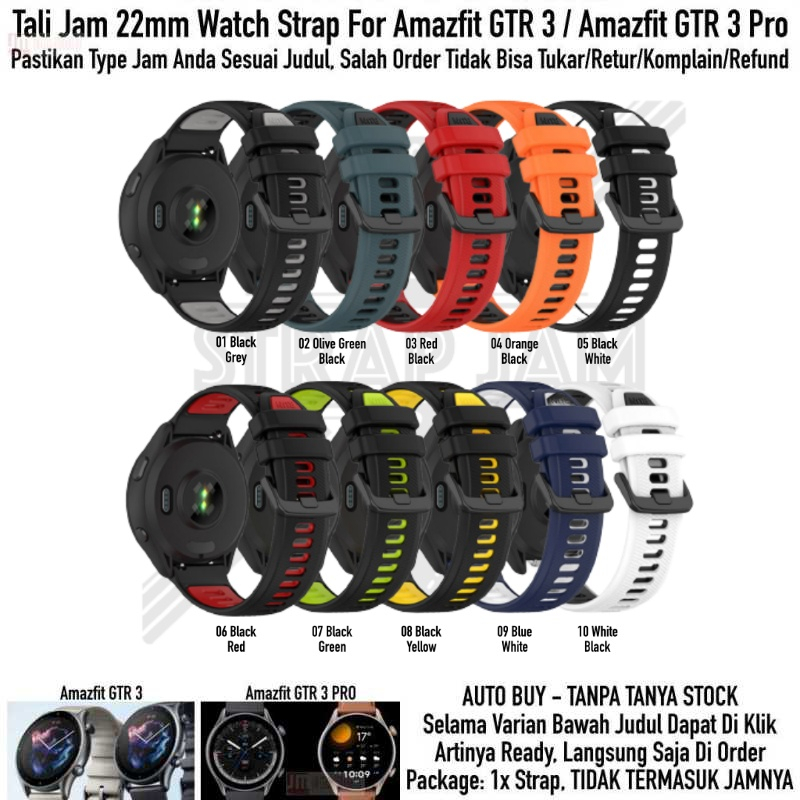 TTC 22mm Tali Jam Amazfit GTR 3 / GTR 3 Pro - Strap Silikon Sporty Two Tone Quick Release