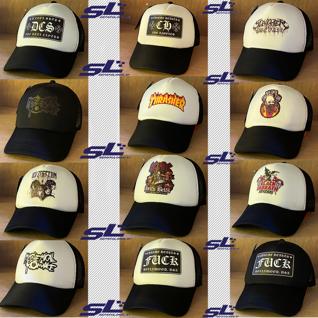 Topi Pria Wanita Trucker Hat Band Metal Topi Jaring Distro Original Dewasa Couple Pasangan Casual To