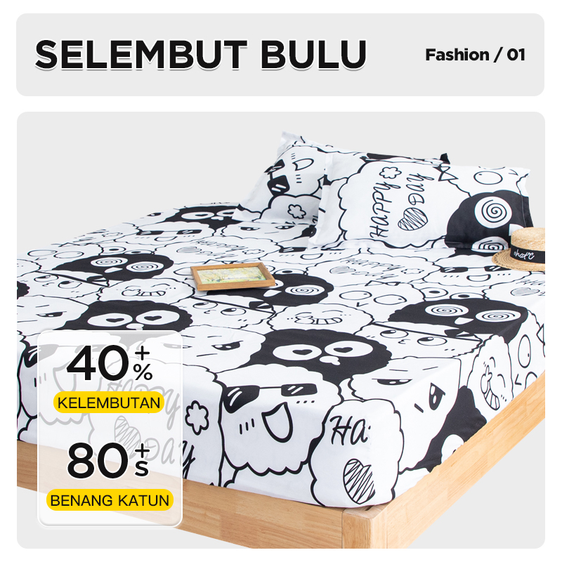 Sprei Set Aesthetic Motif Kombinasi Seprai Kotak Size 180x200cm Include Sarung Bantal