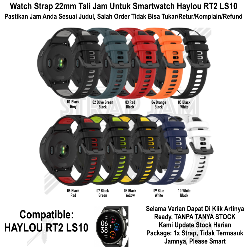 TTC 22mm Tali Jam Haylou RT2 LS10 - Strap Olahraga Silikon Sporty Two Tone Quick Release