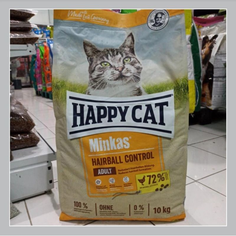 Gojek/Grab Happy Cat Minkas Hairball Control 10kg Paket 2karung Makan Kucing Anti Hairball