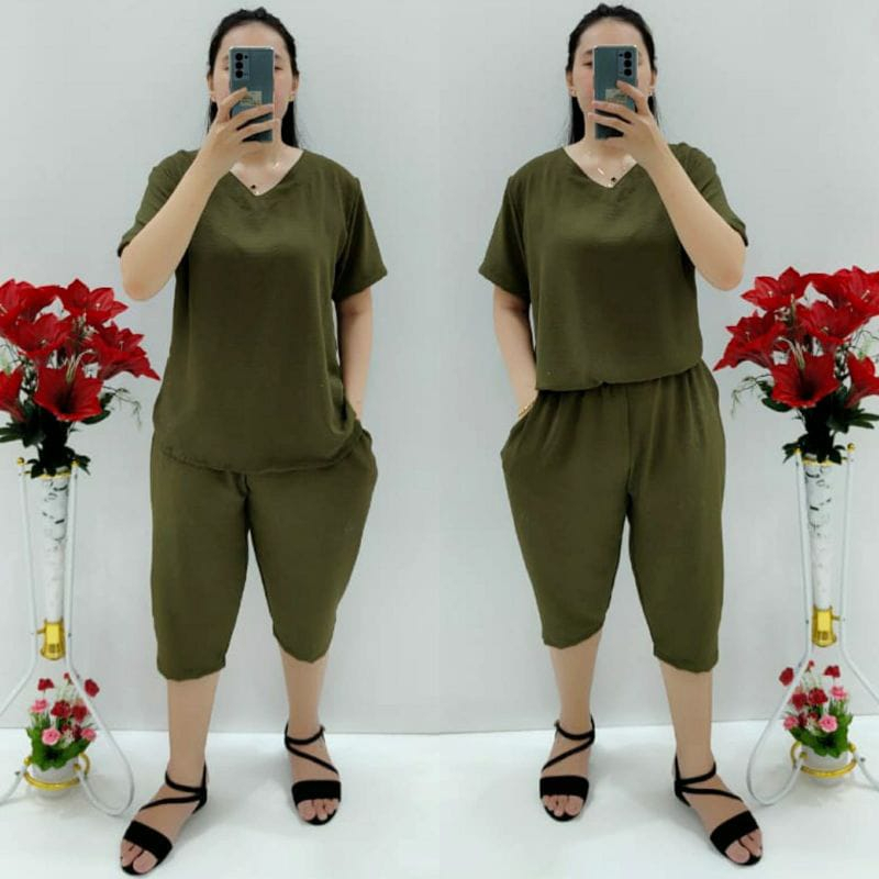 Setelan pendek wanita/ Setelan pendek polos/ setcel wanita dewasa