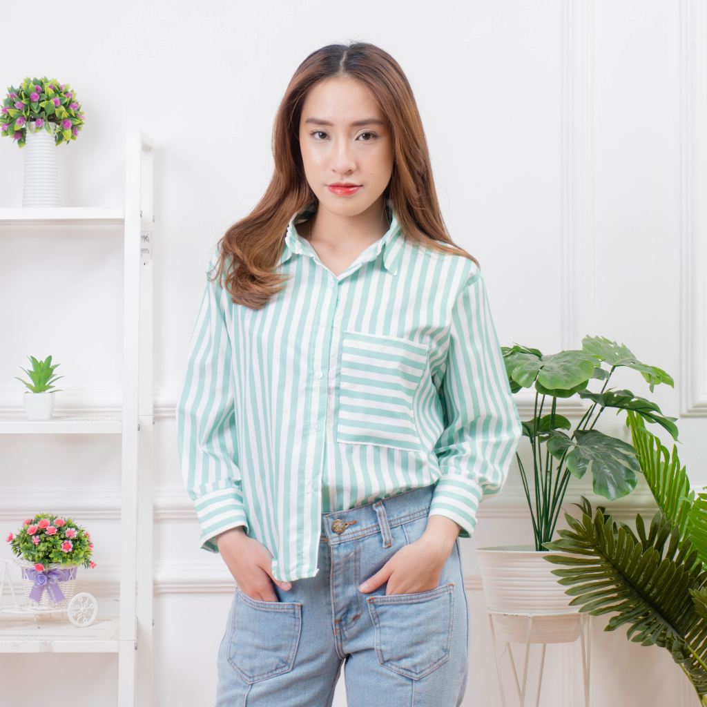 ZASKIYA - KEMEJA VENYA OVERSIZE STRIPE SHIRT