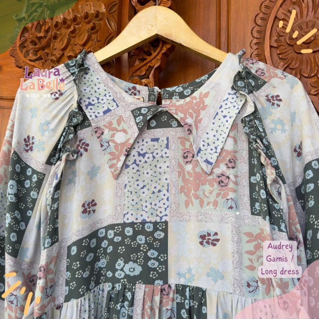 Laurakidshop Gamis Audrey Rayon Twill Motif 7 tahun - Remaja