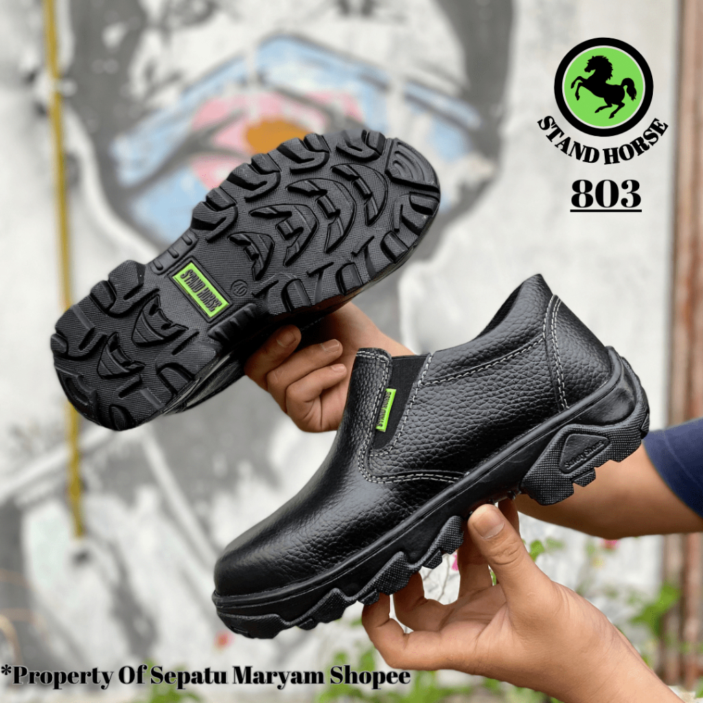 Sepatu Safety Slip On Casual Kulit Asli Safety Shoes Low Boots Ujung Besi Sepatu Septy Septi Ori SNI