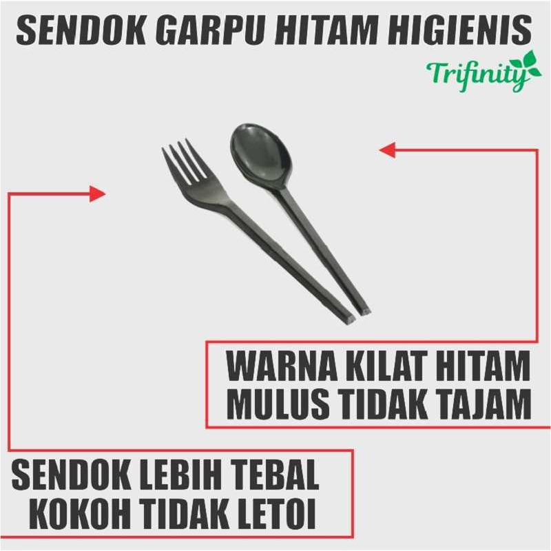 Sendok Garpu Plastik Higienis Hitam Sekali Pakai Steril Dus Semua Jasa Kirim