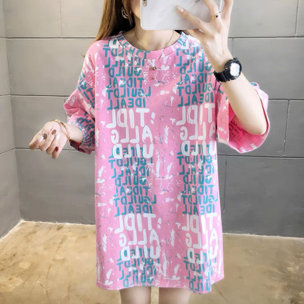 THISTLE - Oversize Tee Tshirt Wanita Model Longgar Motif TIDL Pink NEW