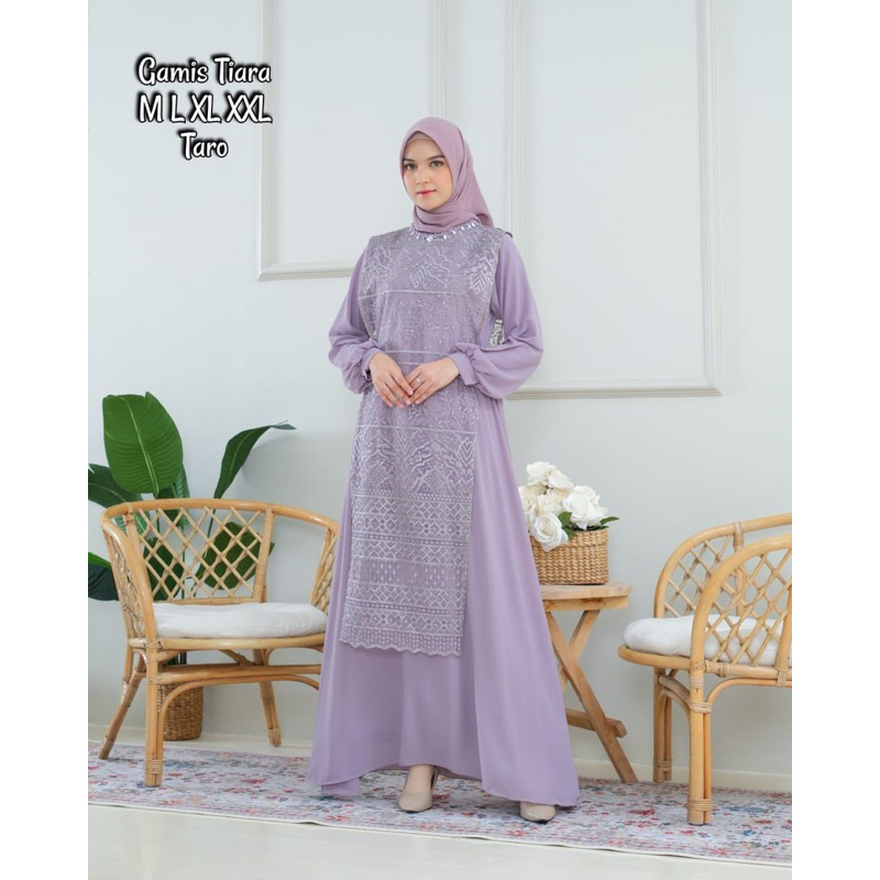 Permata Olshop / Gamis Kebaya Tiara / Gamis Modern / Gamis Pesta Mewah / Gamis Rompi Outer