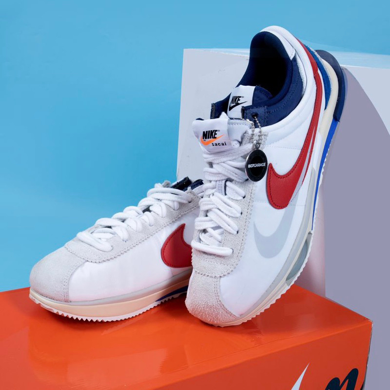 Sacai Cortez White Univ Red Blue