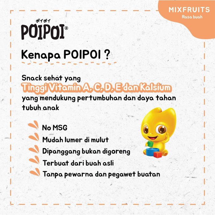 Poipoi Snack Baby Vegie - Milky - Mixed Fruit - Snack Jajanan Cemilan Bayi dan Anak