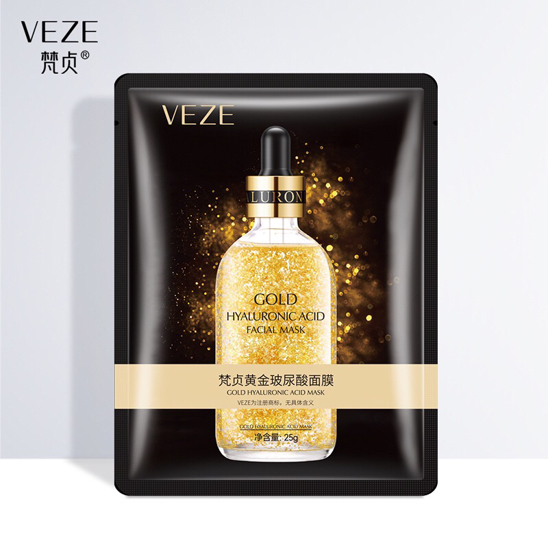 Venzen Veze 24K Pure Gold Hydra Hyaluronic Acid Sheet Mask / Masker Venzen Facial Sheet Mask Ekstrak