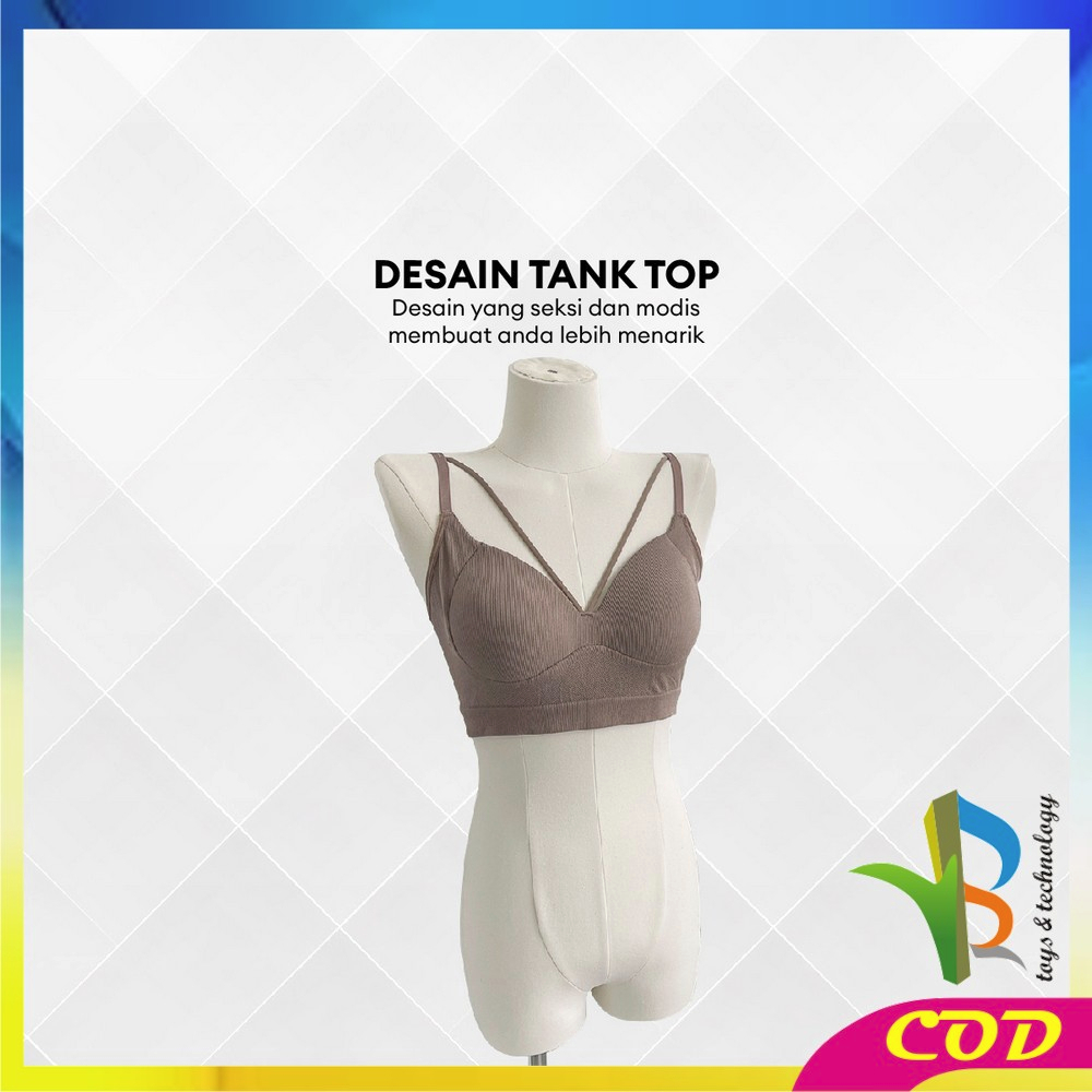 RB-P297 Tank Top Bra Wanita V-Neck Ada Cup Bra / Tank Top Crop Sexy Atasan Pakain Dalam Wanita Tangtop Bra Import