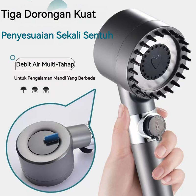 【COD】3 Modes Shower Head Dengan Pijat Kepala Shower Tinggi Kepala Shower/Showerhead Dengan Filter Kamar Mandi Kamar Mandi Genggam Mandi Kepala Kamar Mandi