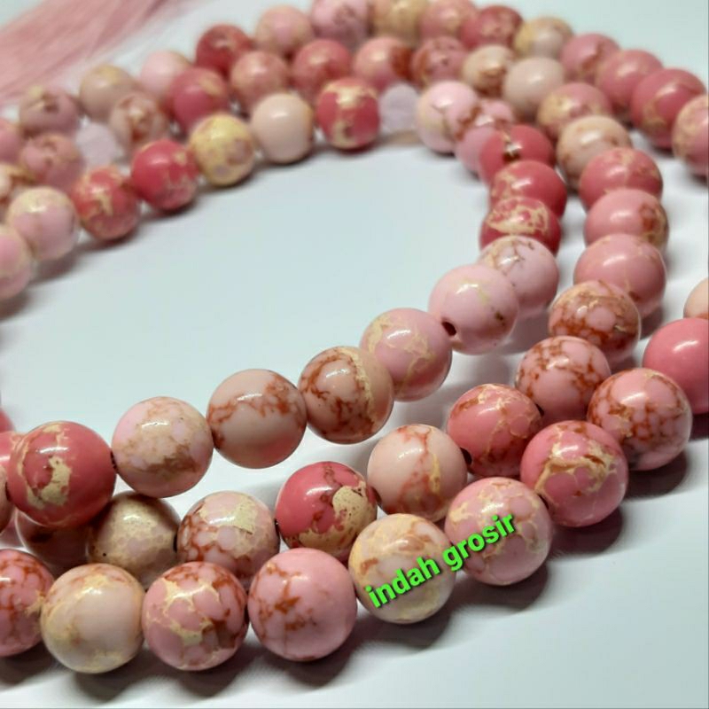 Tasbih batu firus nivada pink 8mm 99butir natural