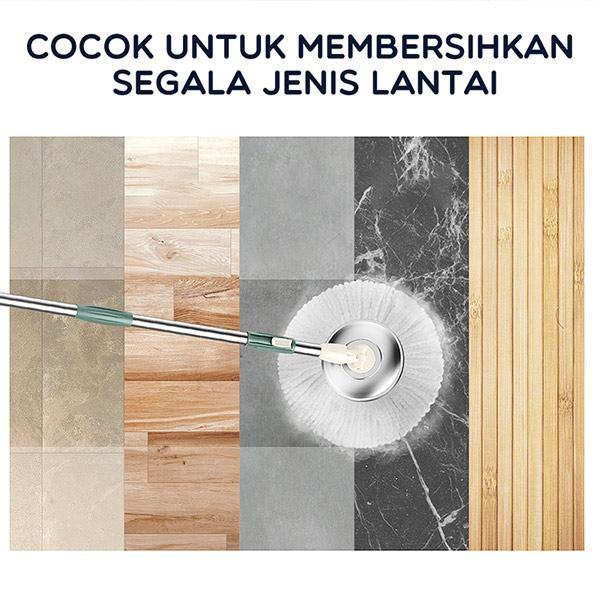 Bonbox Alat Pel Lantai Kain Fiber dengan Ember Spin Mop Mencuci dan Membilas Alat Pembersih Lantai BCT704