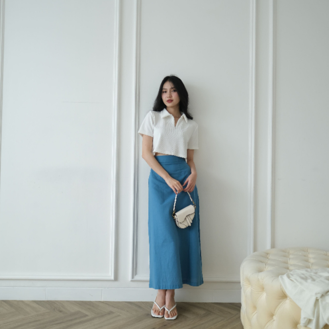 Korra Linen Skirt - Korean Casual Skirt - Rok Polos Wanita - Office Skirt