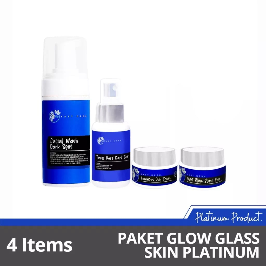 Fast Derm Paket Glass Skin Platinum - Membantu Mencerahkan Kulit - Fastderm Skincare BPOM