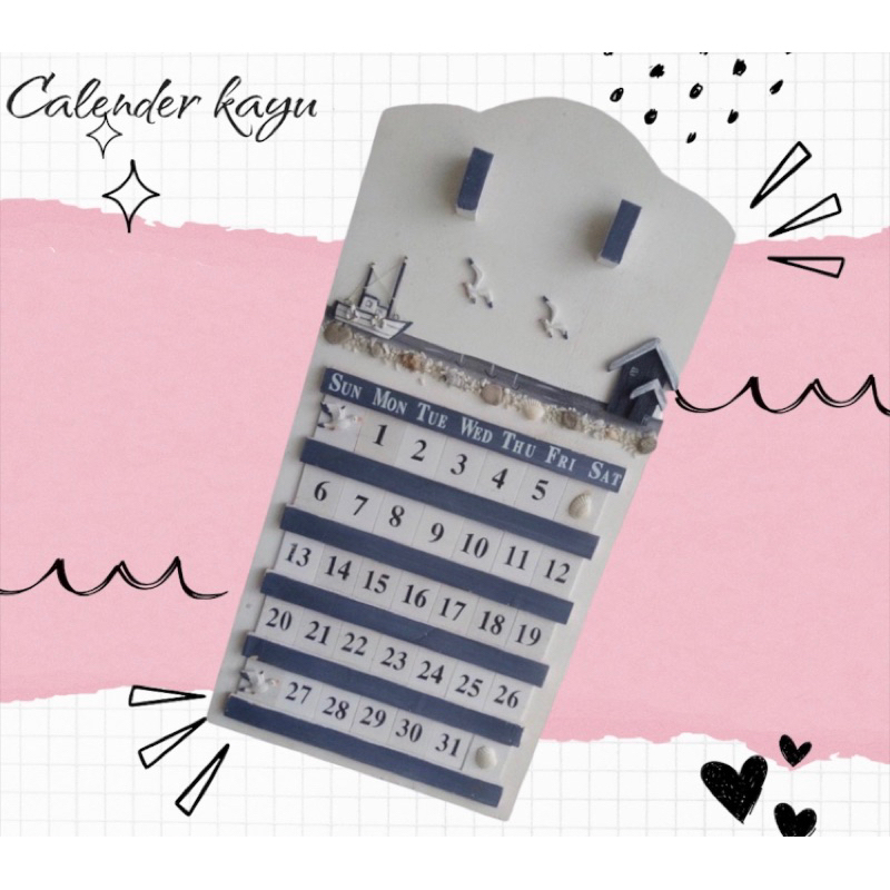 

kalender kayu motif ocean quality premium untuk dekorasi tema ocean laut