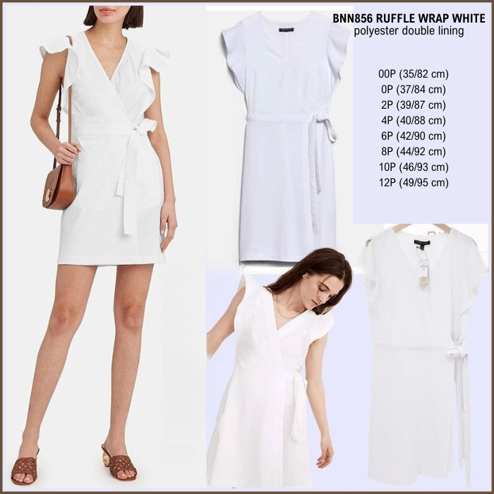 Dress Midi Wanita Murah BNN856 Ruffle Wrap White