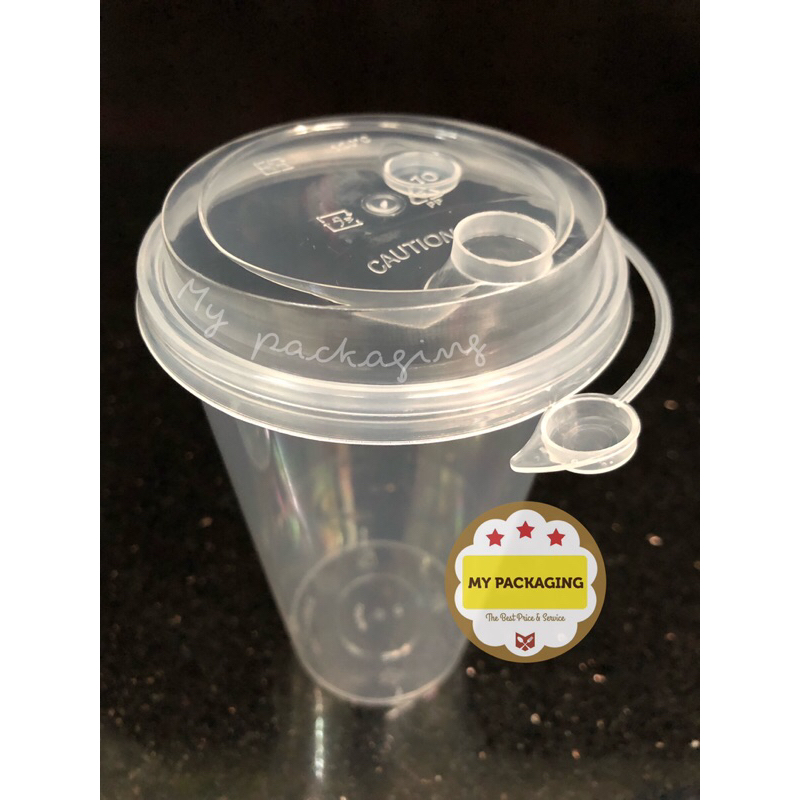 Gelas Boba / Cup PP Injection 400ml 14oz (Cup+Tutup+stopper) PREMIUM (Harga per 25set)