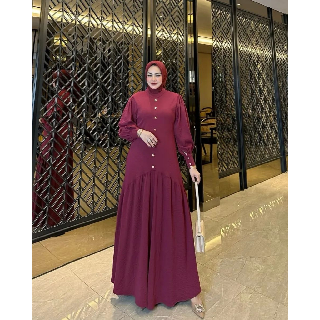 NEW Levina Dress Gamis Crinkle Airflow Dress Pesta Wanita Mewah Elegan Baju Kondangan Kekinian