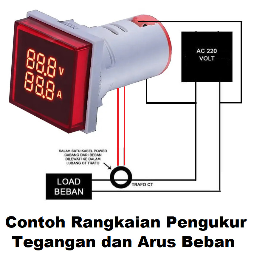 Dual Volt Amper AM Meter Panel Listrik Pilot Lamp Digital Voltmeter AC