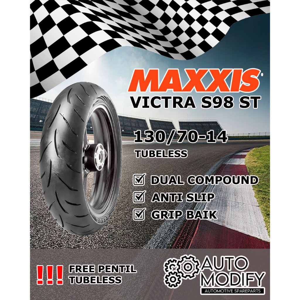 Ban Maxxis Victra 130/70-14 (130/70 Tubeless Ring 14) VARIO 160  - FREE PENTIL TUBELESS