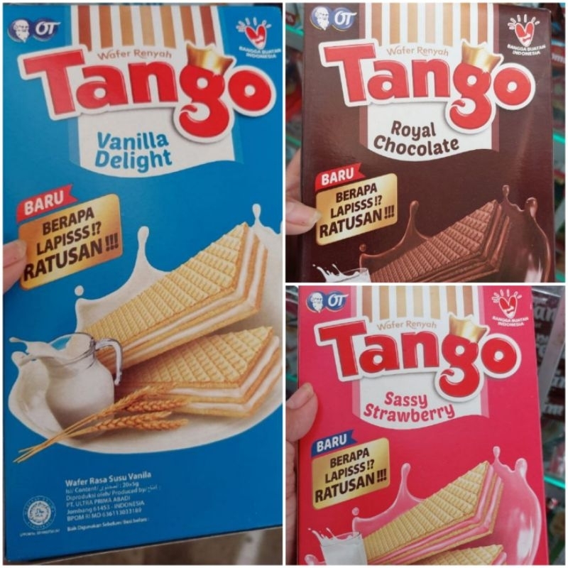 

Tango Wafer Aneka Rasa Cokelat Vanilla Strawberry OrangTua OT Orang Tua Box Isi 20 Pcs 5 Gr