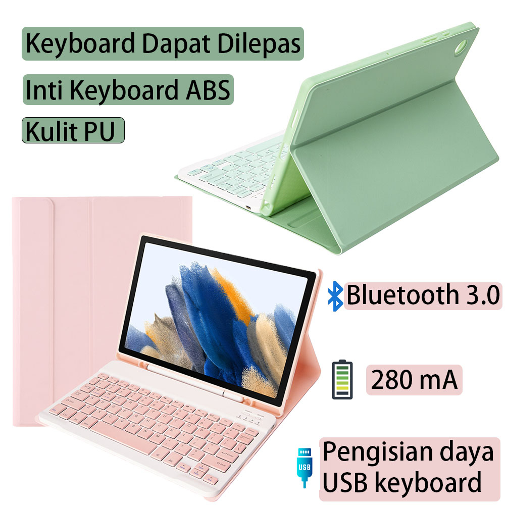 Case Samsung Tab Keyboard Bluetooth Model Yang Berlaku S6 Lite P610 P615 A7 Lite T220 T225 A8 Lite X