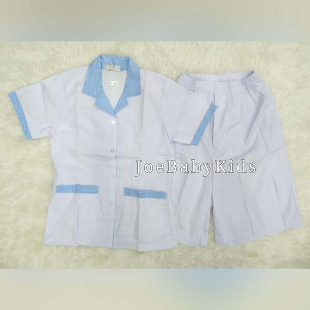 Seragam baby sitter kulot / Baju seragam suster kulot / Seragam suster lengan pendek celana pendek