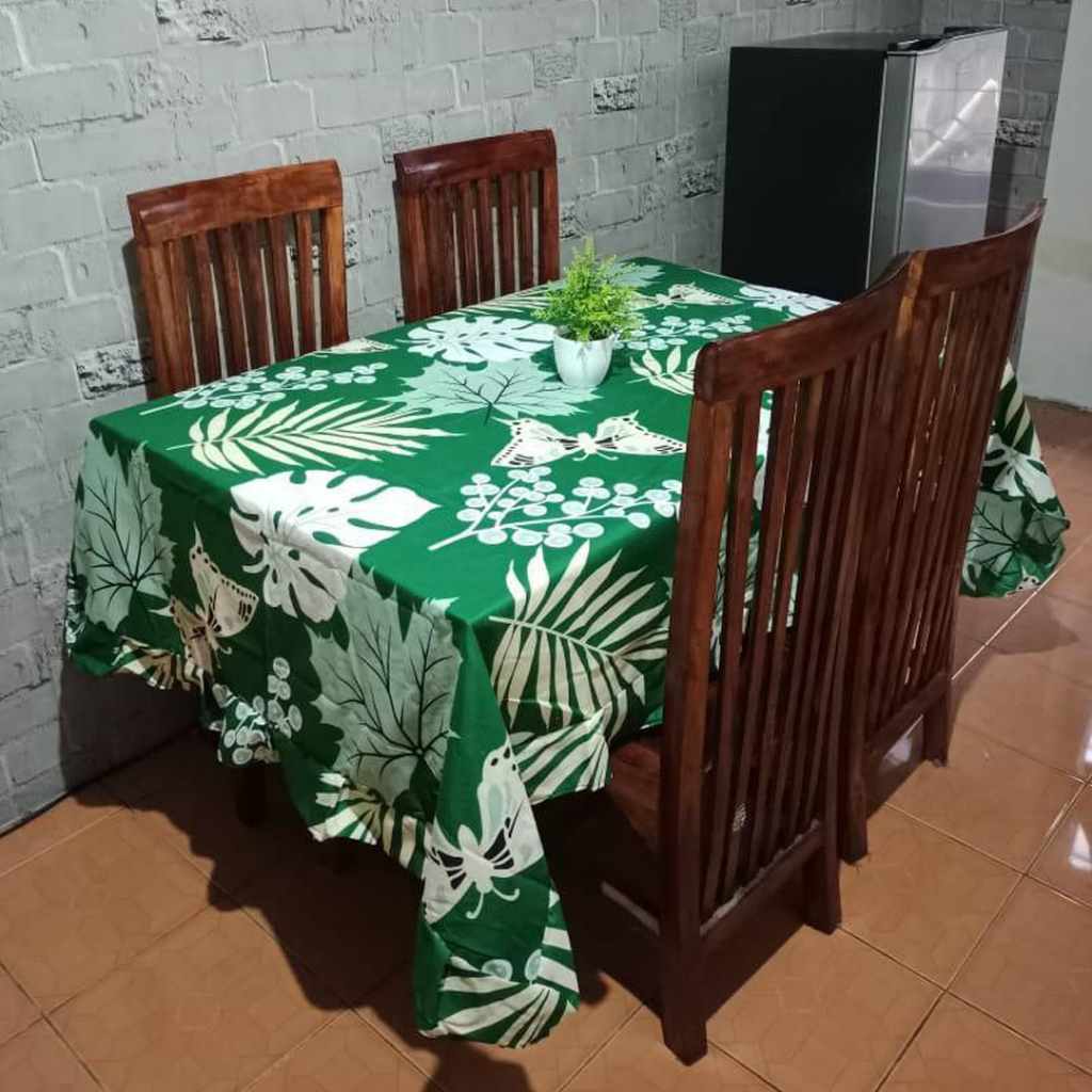 [✅COD] Taplak Meja Makan 4 kursi 140x220 Kain Katun Model Rumbai Aneka Motif Perlengkapan Dekorasi Dapur Rumah