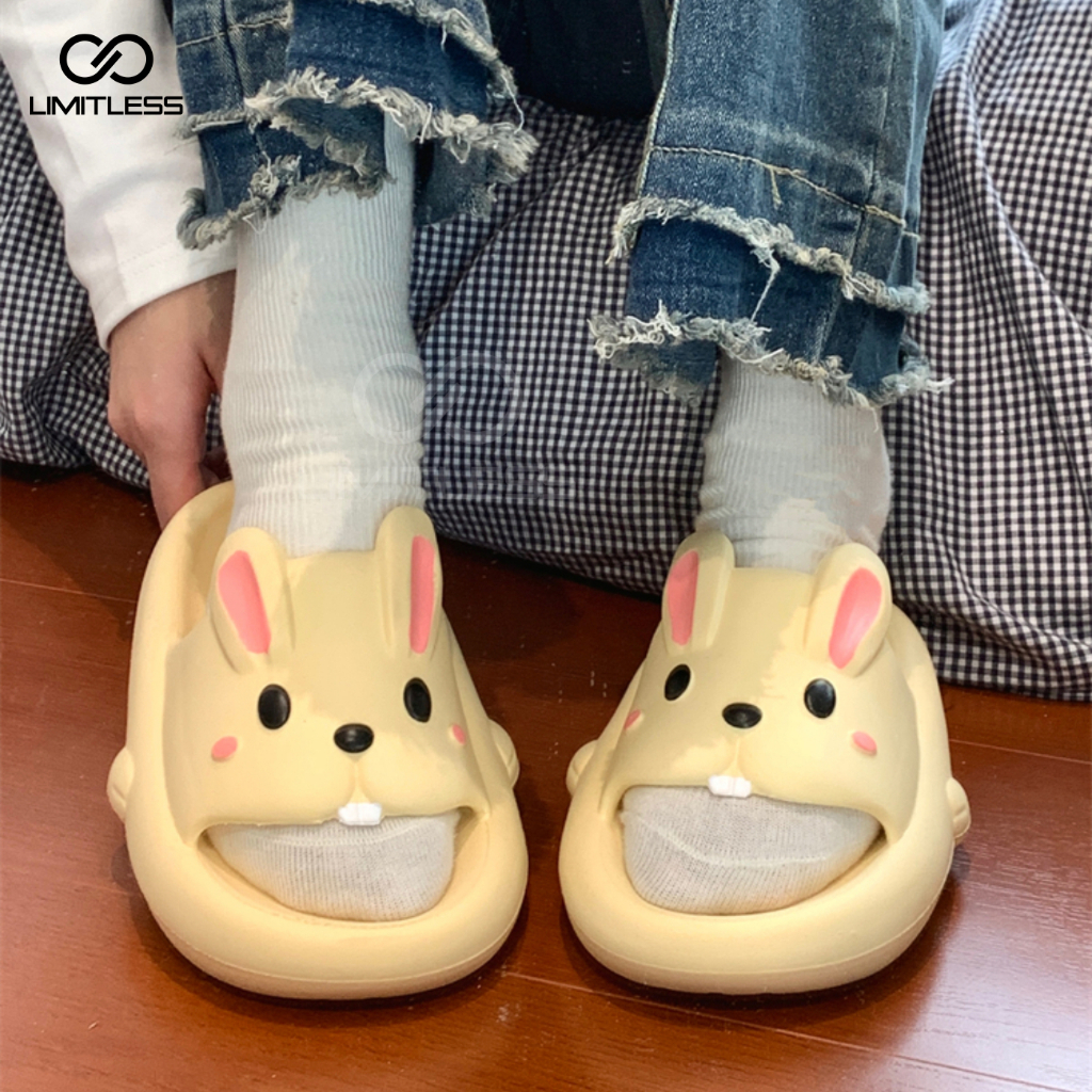 Sandal Kelinci Rabbit Anak Perempuan Terbaru 2023 Korean Style Sendal Bunny Anak Cewek Indoor Outdoor Empuk Lucu