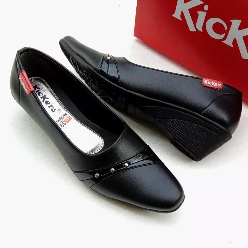 PROMO DISKON TERLARIS Sepatu Pantofel Wanita Hak 3 Cm Hitam Sekolah Paskibra Kantor COD