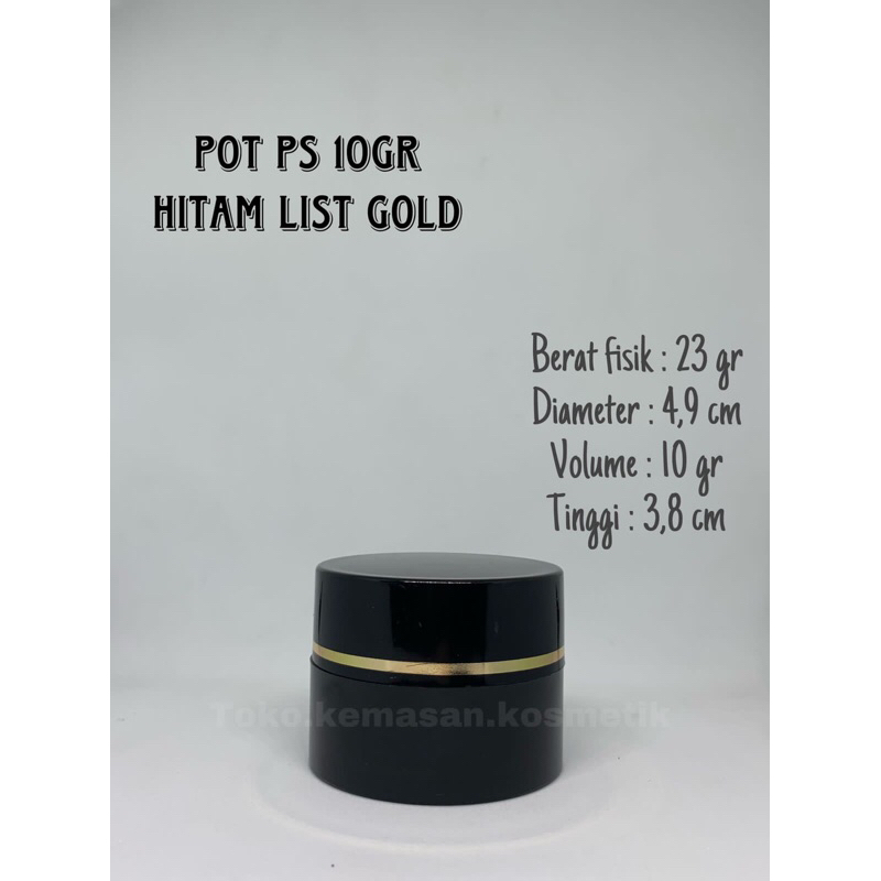 POT CREAM PS 10 GR HITAM LIST SILVER / POT 10GR / POT KRIM / POT LOKAL / POT PLASTIK