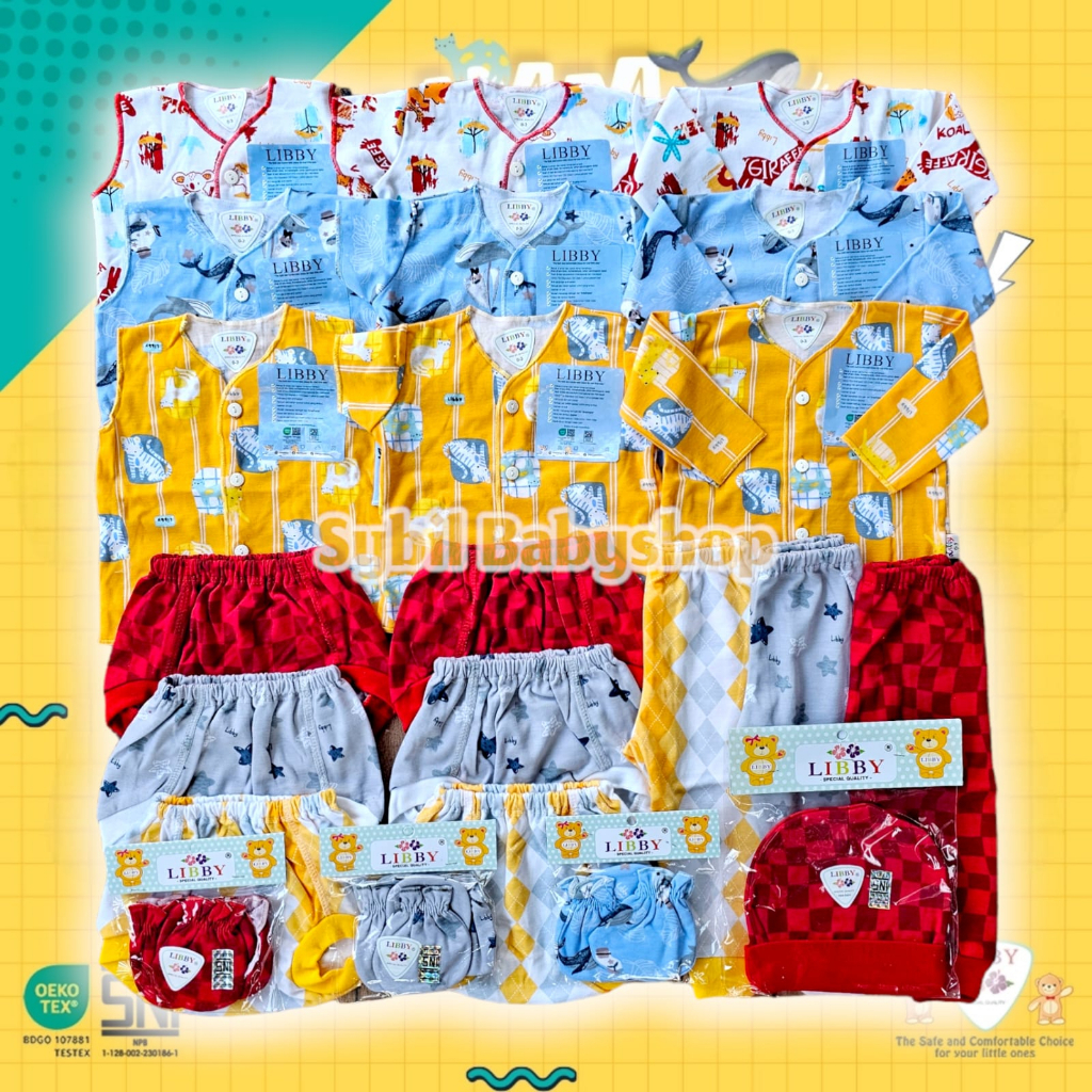 LIBBY Paket Lengkap Baju Bayi 0-6 Bln Original LIBBY / Miyo / Velvet MOTIF TERBARU (Isi 31 Pcs)