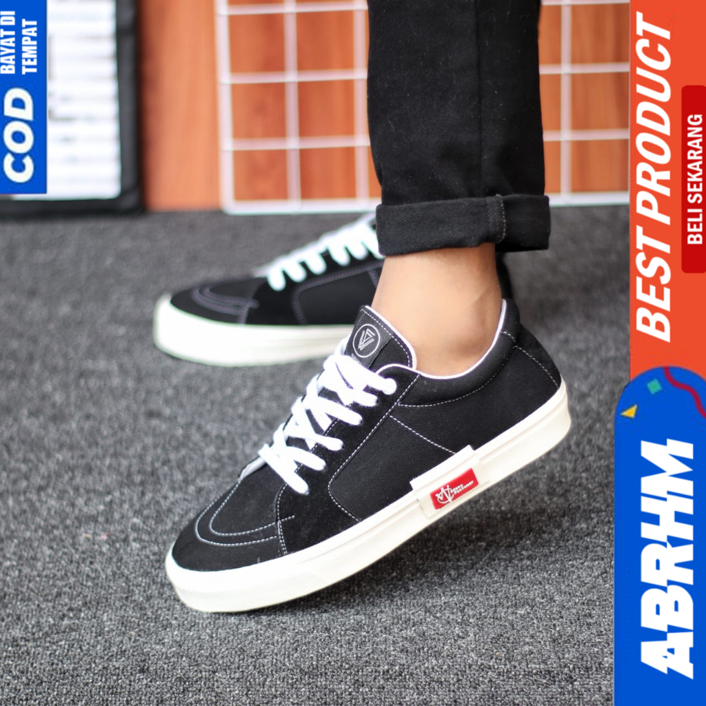 ABRHM Sepatu Sneakers Ukuran Besar 38-47 Og Hitam Pria Hitam