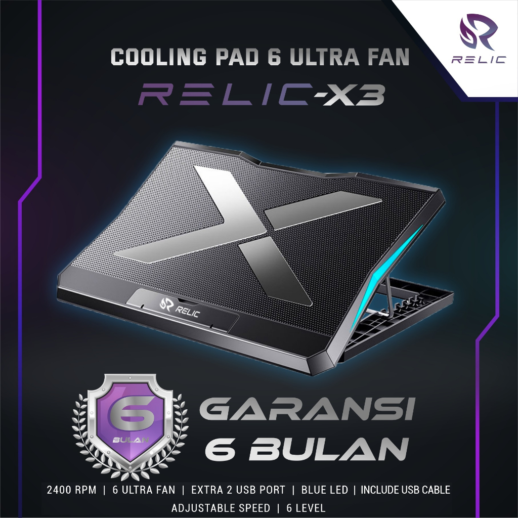 Cooling Pad Laptop Gaming Laptop 6 Fan LED Silent Noise - Coolingpad / Kipas laptop gaming / Pendingin Laptop / Kipas Laptop / Stand Laptop / Coolingpad Laptop