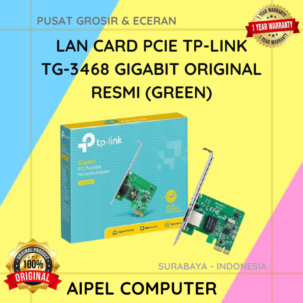 TG3468 | LAN CARD PCIE T P - L I N K TG-3468 GIGABIT ORIGINAL RESMI (GREEN)