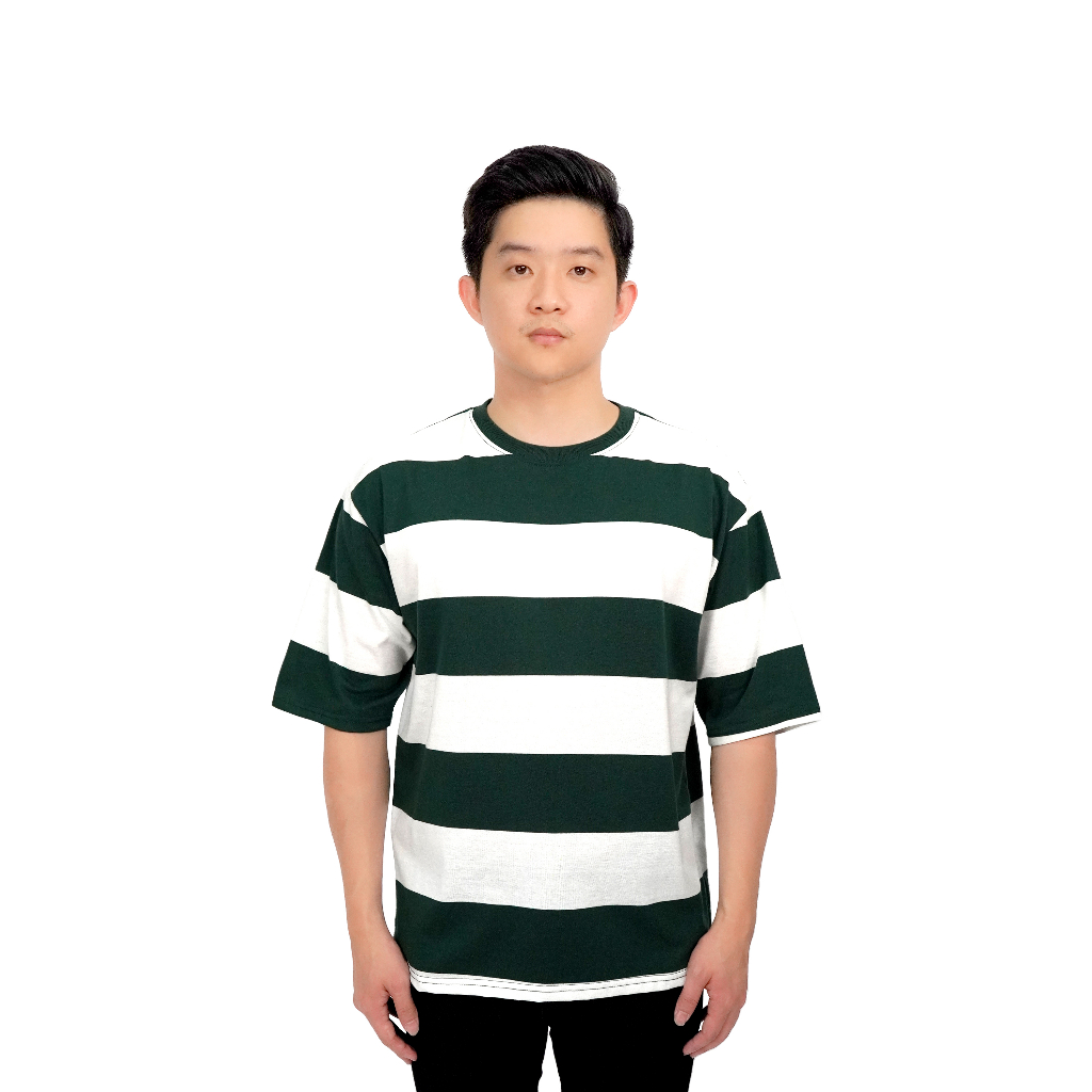 Kaos Pria Oversize T-Shirt Oversize Bazzo Stripe Salur Cotton Lengan Pendek