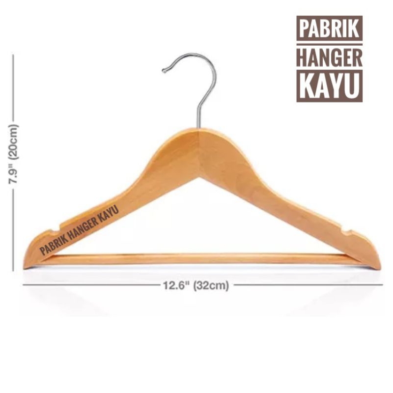 HANGER KAYU ANAK NATURAL PALANG ISI 12 PCS