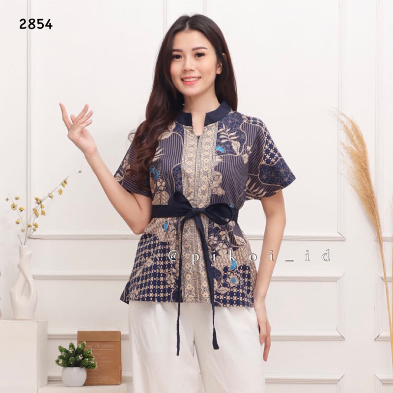 Atasan batik murah / blouse batik lengan pendek / blouse batik ikat cantik / blouse batik kanto 2854