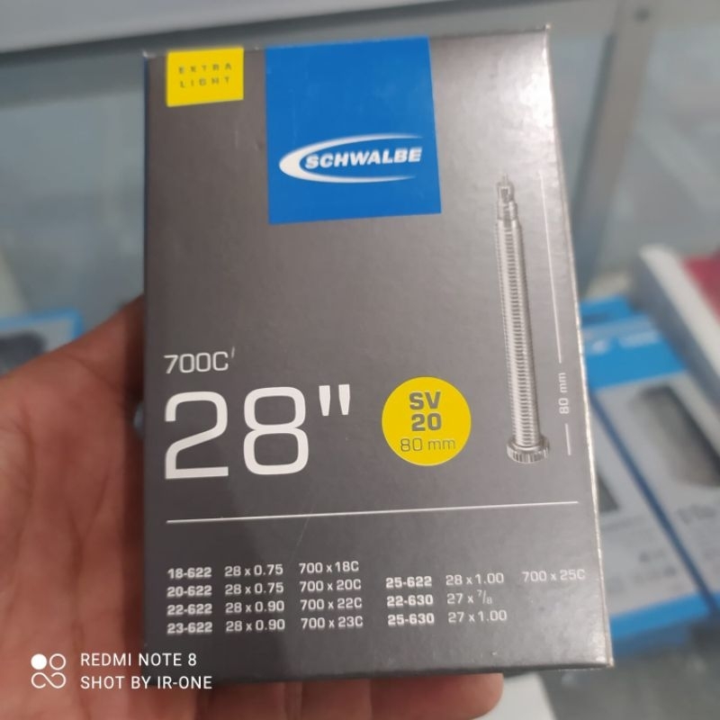 Schwalbe tube 700×18-25c extralight fv 80mm ban dalam schwalbe 700×18/25c presta 80mm untuk roadbike